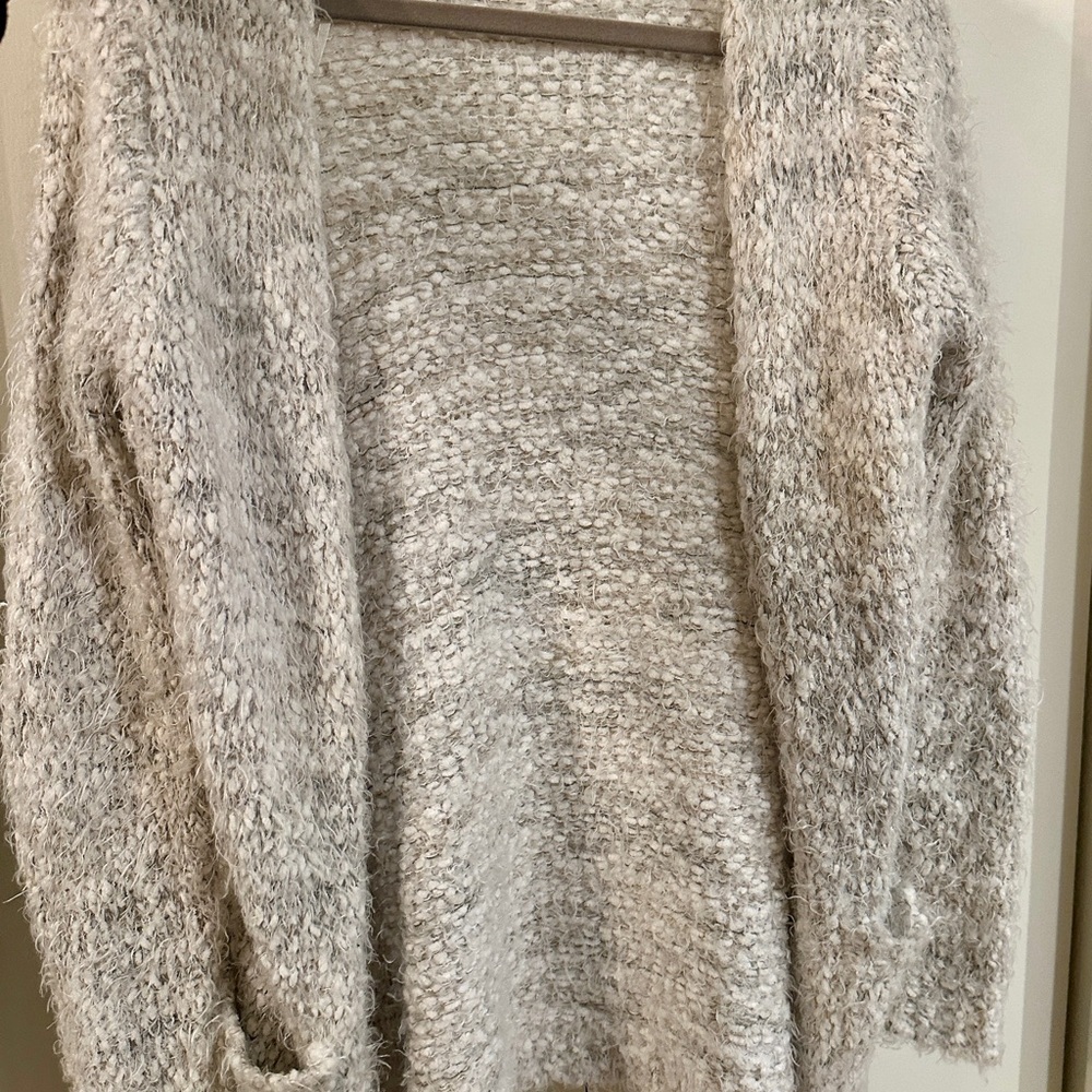 Woven White Textured Cardigan/Jacket